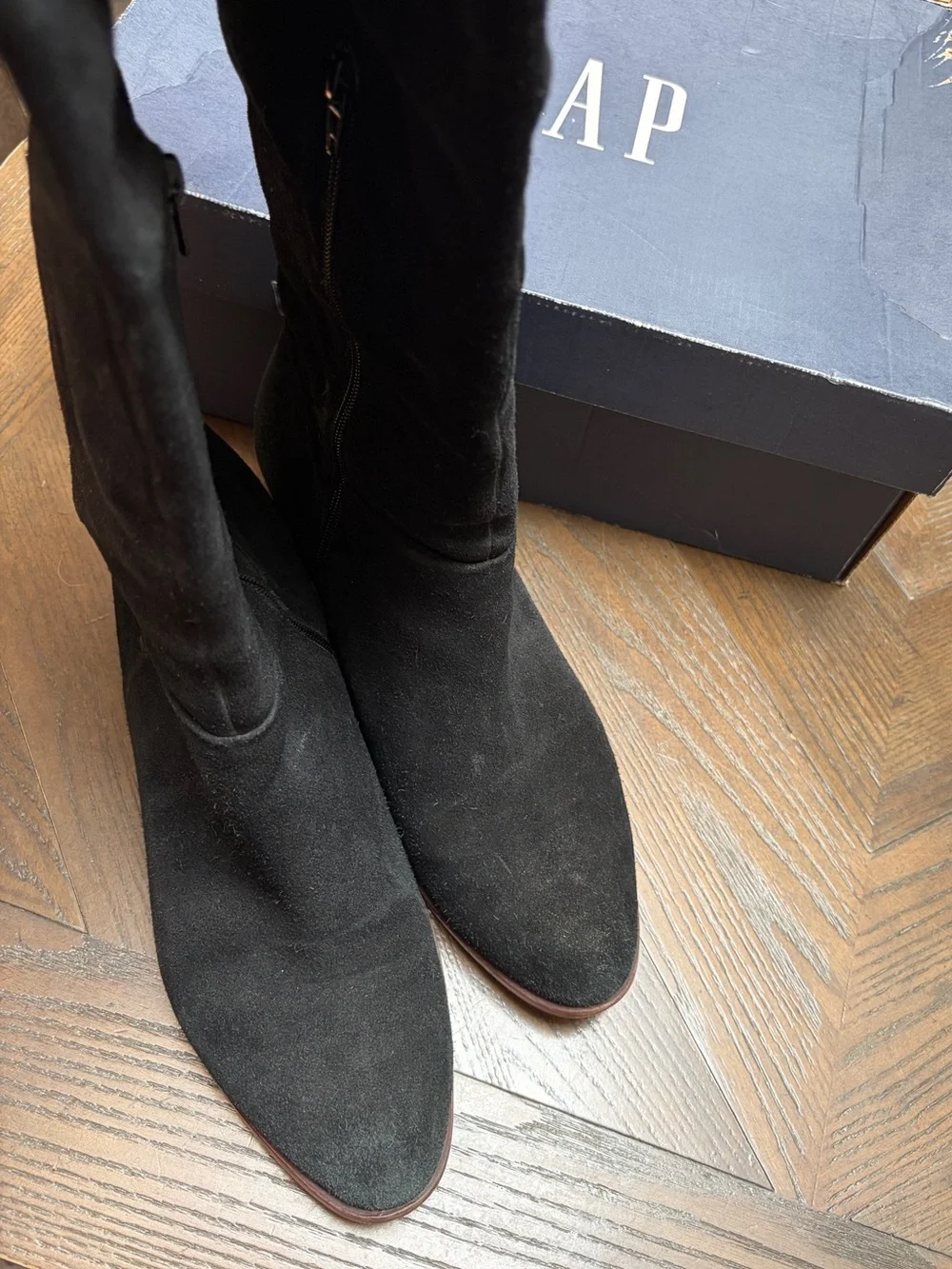 GAP Black Knee High Block Heel Boots Size 11